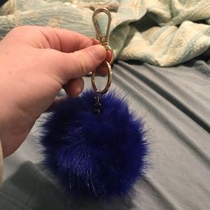 Blue Pom Pom Keychain